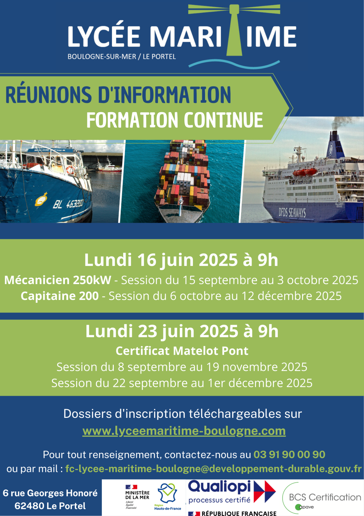Prochaines dates de RIC - Lycée Maritime de Boulogne-sur-Mer / Le Portel