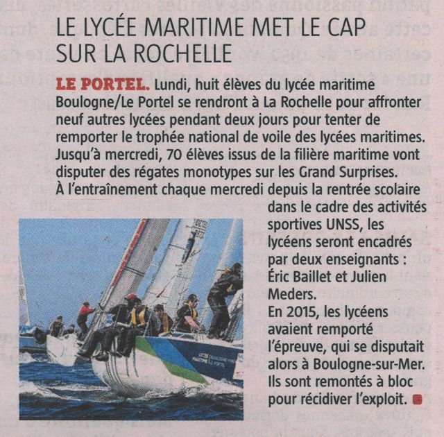 Trophée des lycées maritimes La Rochelle 2018